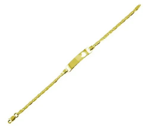 BRACELET DpiIDENTITÉ AVEC COEUR AJOURÉ POUR ENFANT EN ARGENT/PVD OR