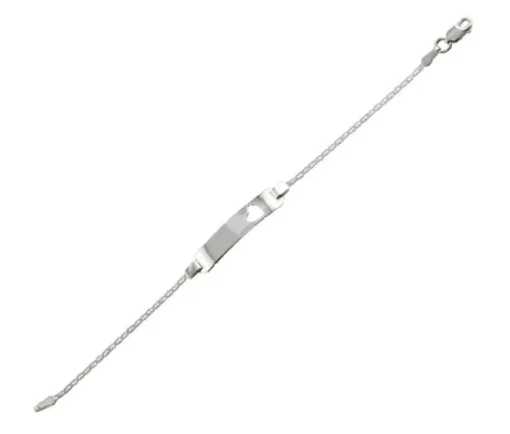 BRACELET DpiIDENTITÉ AVEC COEUR AJOURÉ POUR ENFANT EN ARGENT RHODIÉ