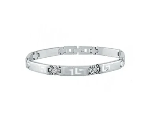 BRACELET EN ACIER À MOTIF VERSACE SERTI DE CUBIQUES ZIRCONIAS