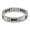 BRACELET EN ACIER ET CÉRAMIQUE NOIR AVEC ACCENT PVD OR