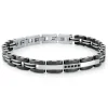 BRACELET EN ACIER ET CÉRAMIQUE NOIR SERTI DE CUBIQUES ZIRCONIAS NOIRS