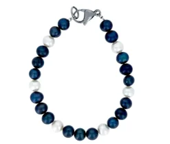 BRACELET EN ACIER SERTI DE PERLES DpiEAU DOUCE