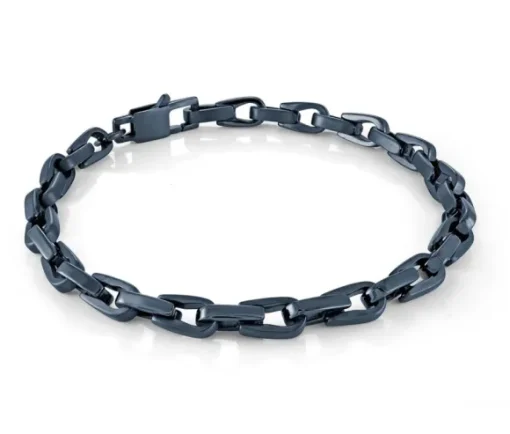 BRACELET EN ACIER/PVD BLEU À MAILLE ROLO FER À CHEVAL