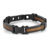 BRACELET EN ACIER/PVD NOIR ET BOIS