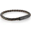 BRACELET EN ACIER/PVD NOIR, NYLON ET CUIR TRESSÉ