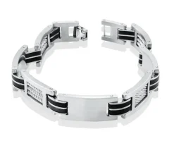 BRACELET EN ACIER/PVD NOIR PLAQUE ET CABLE
