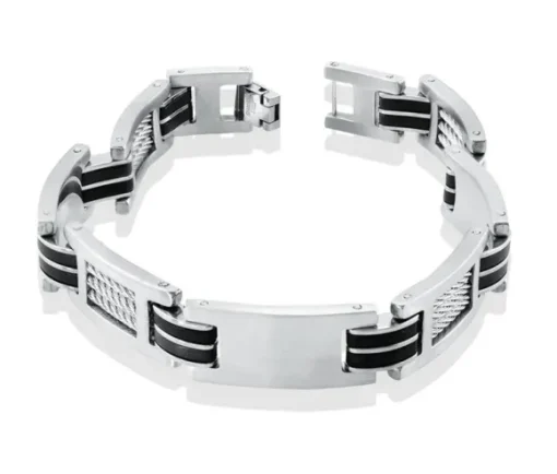 BRACELET EN ACIER/PVD NOIR PLAQUE ET CABLE