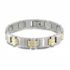 BRACELET EN ACIER/PVD OR 2 TONS BROSSÉ