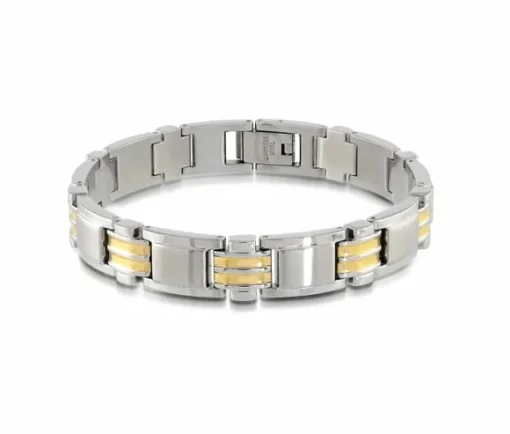 BRACELET EN ACIER/PVD OR 2 TONS BROSSÉ