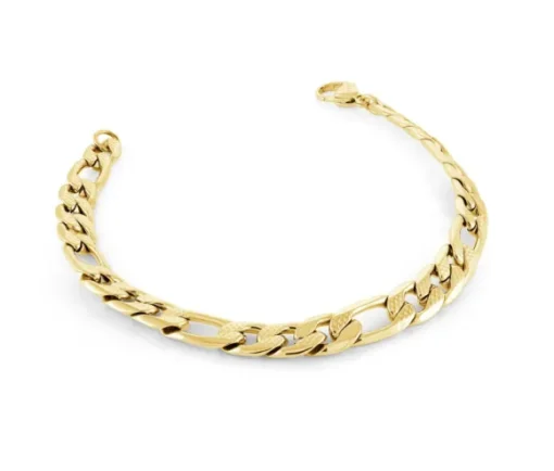 BRACELET EN ACIER/PVD OR À MAILLE FIGARO
