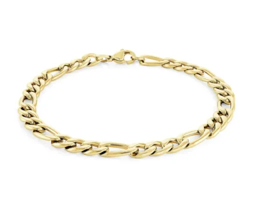 BRACELET EN ACIER/PVD OR À MAILLE FIGARO