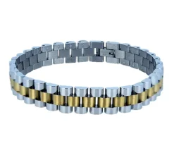 BRACELET EN ACIER/PVD OR 2 TONS À MAILLE ROLEX