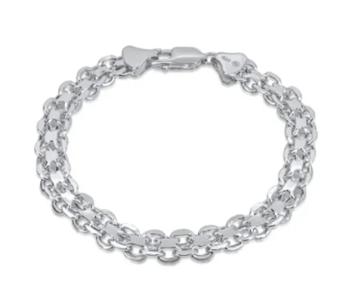 BRACELET EN ARGENT RHODIÉ À MAILLE DOUBLE