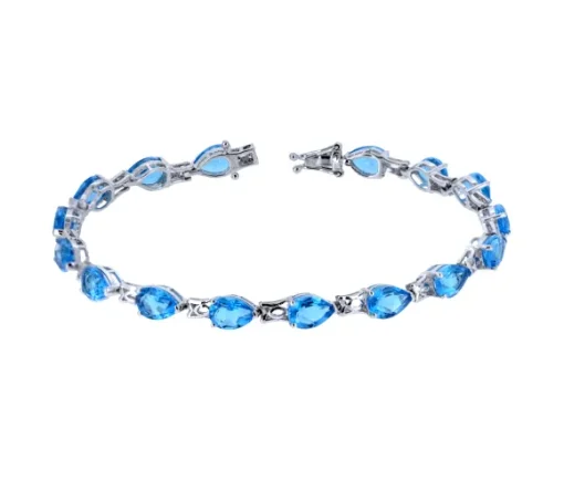 BRACELET EN ARGENT RHODIÉ SERTI DE TOPAZES BLEUS