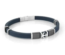 BRACELET EN CAOUTCHOUC ET ACIER AVEC BRELOQUE ANCRE