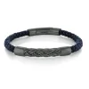 BRACELET EN CUIR TRESSÉ ET EN ACIER/PVD GUN MÉTAL