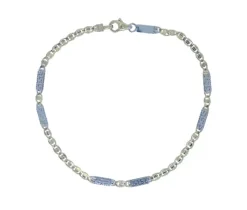 BRACELET EN OR 2 TONS À MAILLE MARINE ET PLAQUE VERSACE