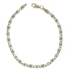 BRACELET EN OR 3 TONS À MAILLE DÉCO PLAQUES TAILLÉ DIAMANT