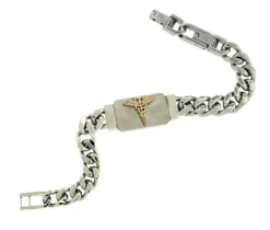 BRACELET MÉDICAL ACI/PVD OR GOURMETTE
