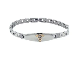 BRACELET MÉDICAL EN ACIER ET OR 10K