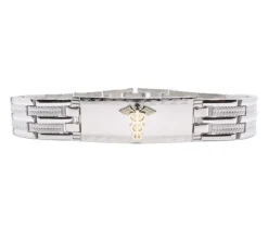 BRACELET MÉDICAL EN ACIER ET OR 10K