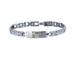 BRACELET MÉDICAL EN ACIER ET OR 10K