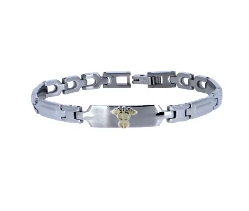 BRACELET MÉDICAL EN ACIER ET OR 10K