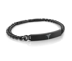 BRACELET MÉDICAL EN ACIER/PVD NOIR