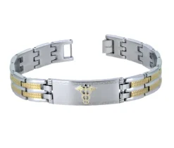 BRACELET MÉDICAL EN ACIER/PVD OR ET OR JAUNE