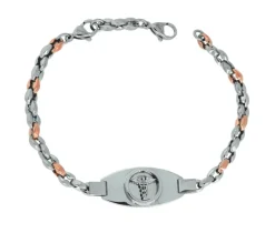 BRACELET MÉDICAL EN ACIER/PVD OR ROSE 2 TONS