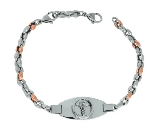 BRACELET MÉDICAL EN ACIER/PVD OR ROSE 2 TONS