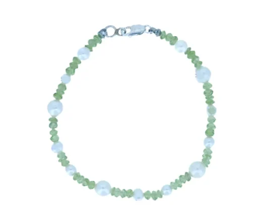 BRACELET PERLES ET BILLES DE PÉRIDOT VÉRITABLE