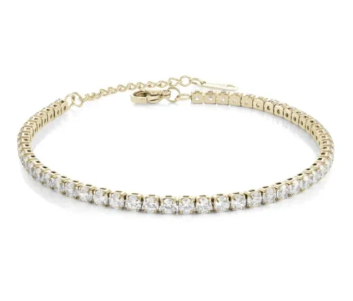 BRACELET TENNIS EN ACIER/PVD OR SERTI DE CUBIQUES ZIRCONIAS