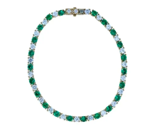 BRACELET TENNIS EN OR SERTI DE DIAMANTS DE LABORATOIRE ET DE PIERRES DE COULEURS DE LABORATOIRE