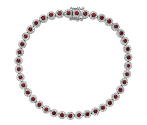 BRACELET TENNIS MARTINI EN OR BLANC SERTI DE RUBIS, ÉMERAUDES OU SAPHIRS ET DIAMANTS