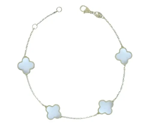 BRACELET TRÈFLES EN OR JAUNE SERTI DE LAPIS, DE NACRE OU DpiONYX
