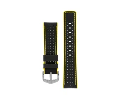 BRAC.MONTRE CAOUT NOIR-JAUNE 20MM L