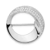 BROCHE CERCLE AJOURÉ EN ARGENT RHODIÉ SERTI DE CUBIQUES ZIRCONIAS