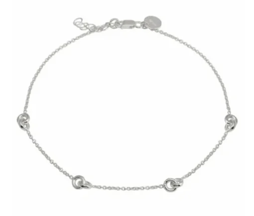 CHAINE DE CHEVILLE EN ARGENT RHODIÉ OU ARGENT PVD OR AVEC ANNEAUX ENTRELACÉES