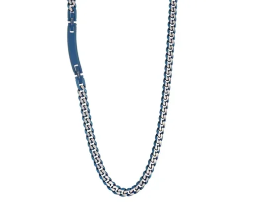 CHAINE EN ACIER/PVD BLEU À MAILLE GOURMETTE