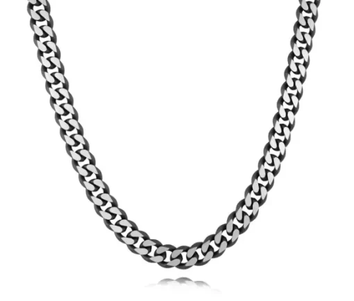 CHAINE EN ACIER/PVD NOIR 2 TONS À MAILLE GOURMETTE