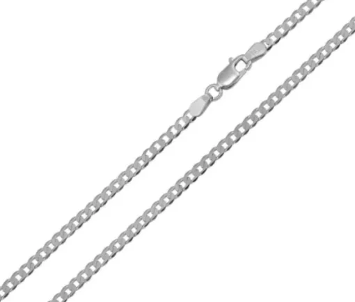 CHAINE EN ARGENT RHODIÉ À MAILLE GOURMETTE