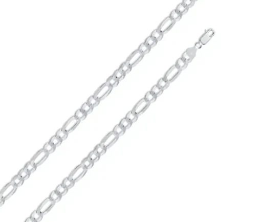 CHAINE EN ARGENT RHODIÉ À MAILLE FIGARO