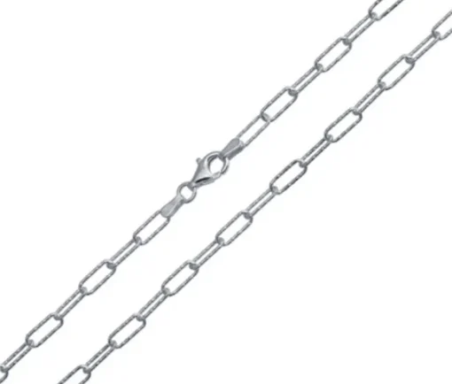 CHAINE EN ARGENT RHODIÉ À MAILLE PAPERCLIP TAILL DIAMANT