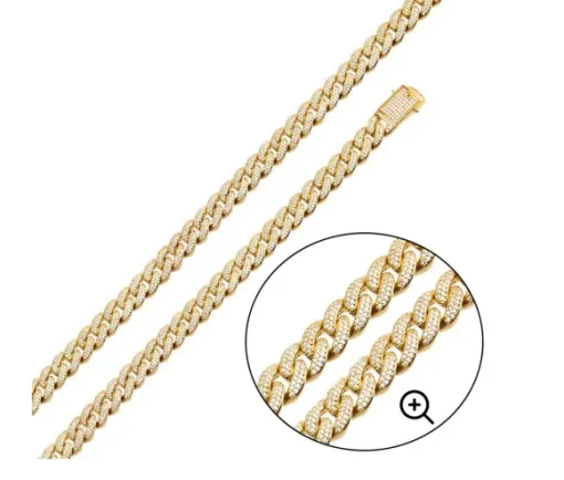 CHAINE EN ARGENT RHODIÉ SERTI DE CUBIQUES ZIRCONIAS