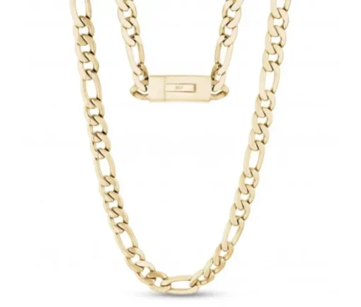 CHAINE FIGARO EN ACIER/PVD OR