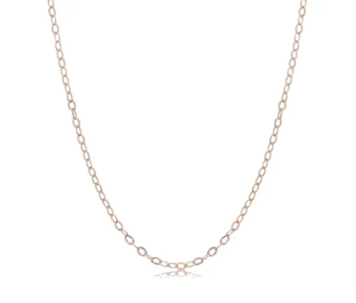 CHAINE ROLO TAILLÉE DIAMANT EN ACIER/PVD OR ROSE