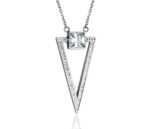 COLLIER ACIER TRIANGLE CZ 18+2