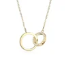 COLLIER ANNEAUX ENTRELACÉES EN ARGENT/PVD OR SERTI DE CUBIQUES ZIRCONIAS
