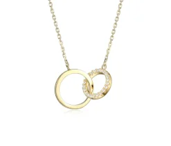 COLLIER ANNEAUX ENTRELACÉES EN ARGENT/PVD OR SERTI DE CUBIQUES ZIRCONIAS